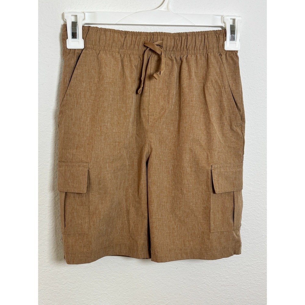 Tommy Bahama Active Boys Cargo Shorts Tan Heathered Elastic Waist Size M 7/8